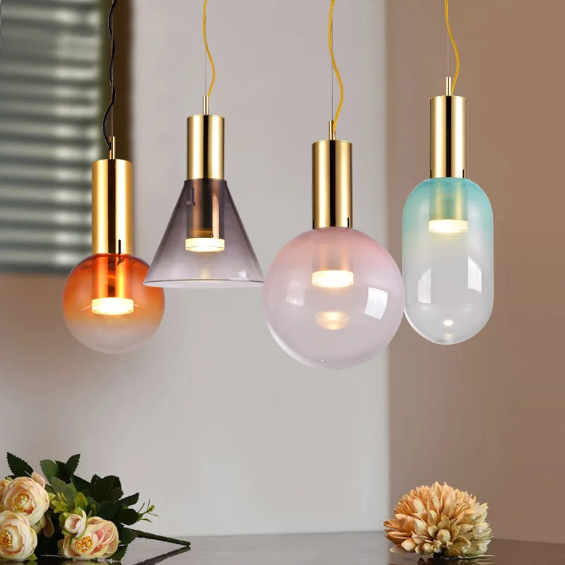 

Postmodern Pendant Lights Colorful Glass Hanglamp For Children's Room Decor Living Room Bedroom Restaurant Creative Chandeliers