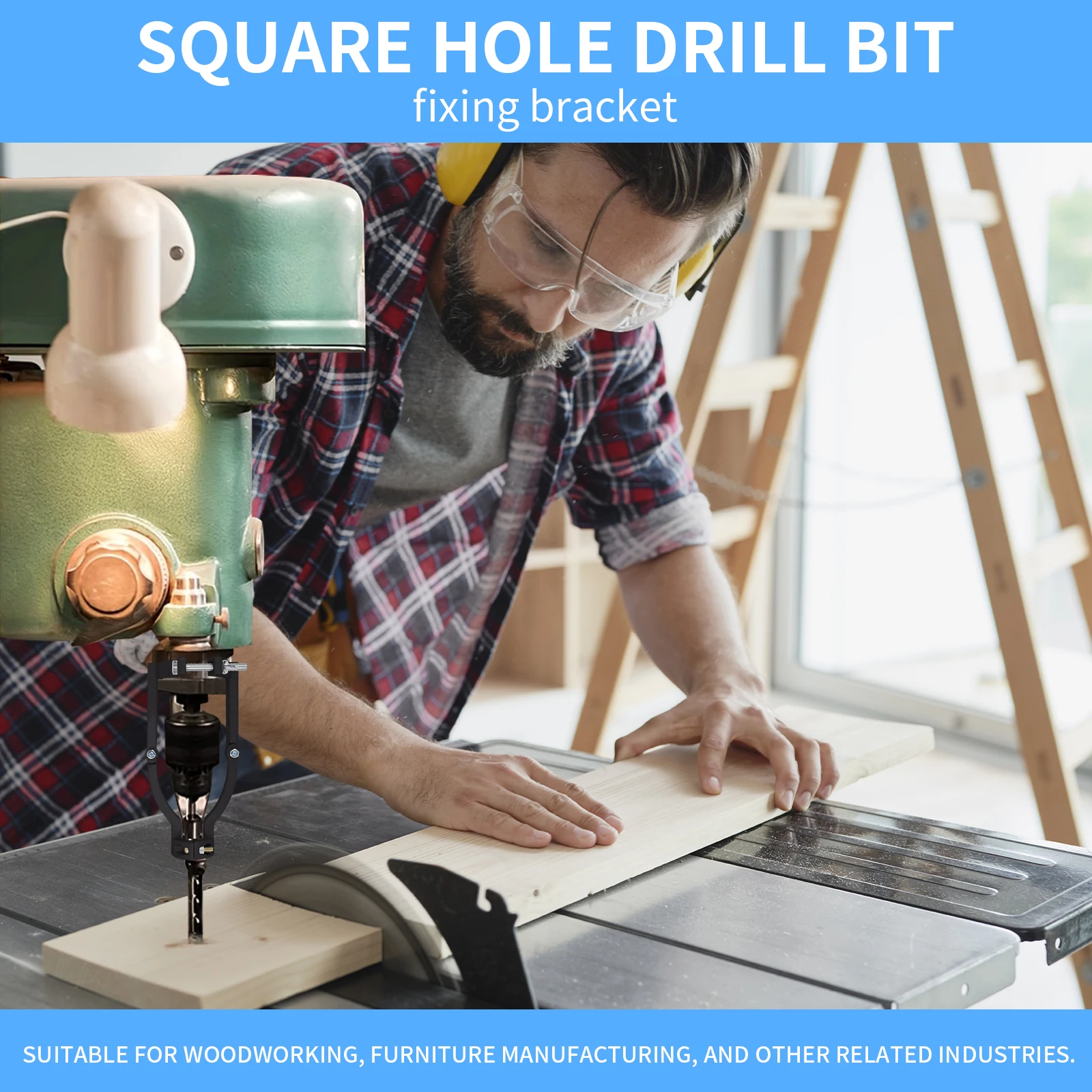 Square Hole Drill Bit Adapter for Easy Installation and Disassembly - Mortising Attachment for Drill Press, Mortise Machine