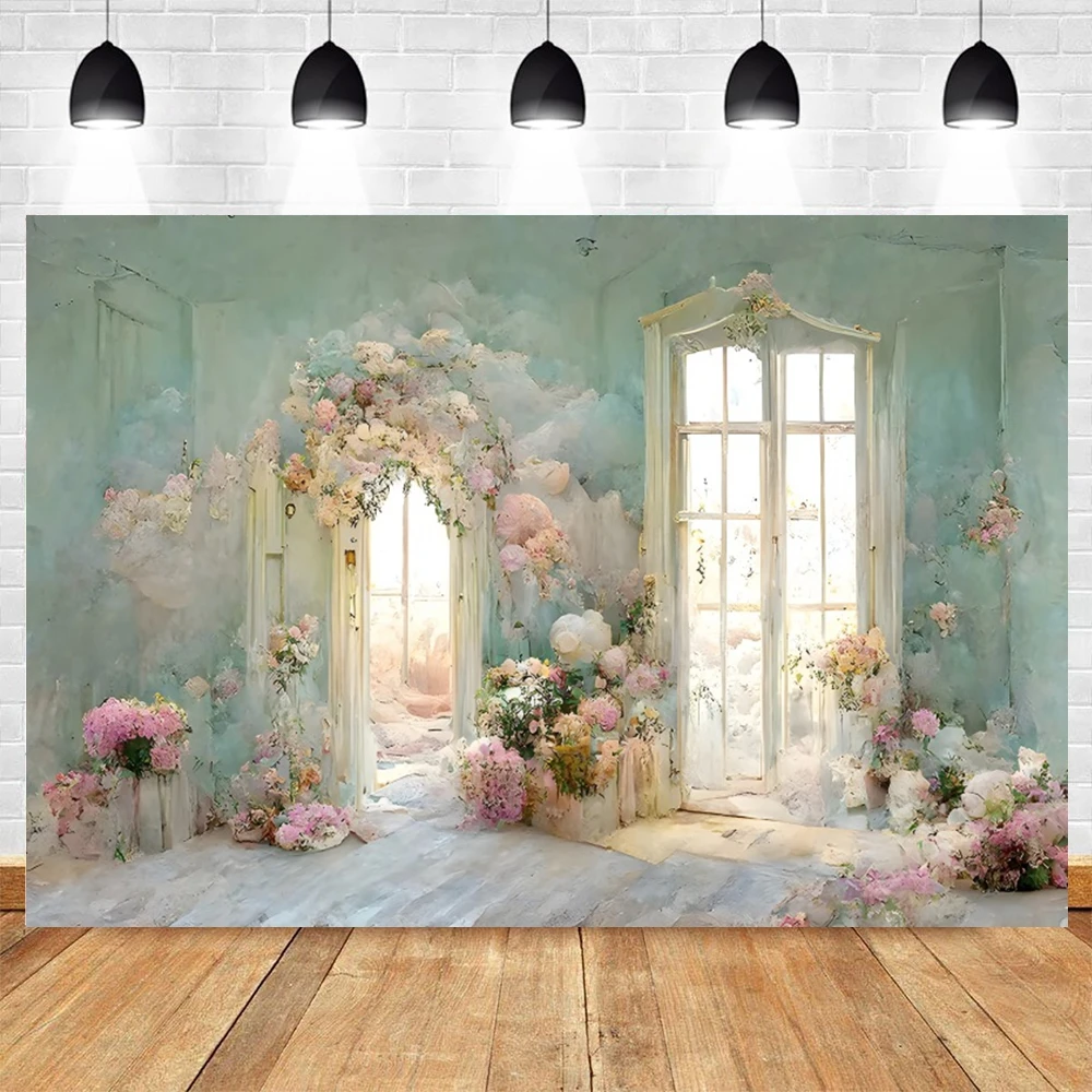 Floral Flowers Bridal Shower Photography Backdrop Spring Scenery Newborn Baby Shower Birthday Wedding Portrait Background