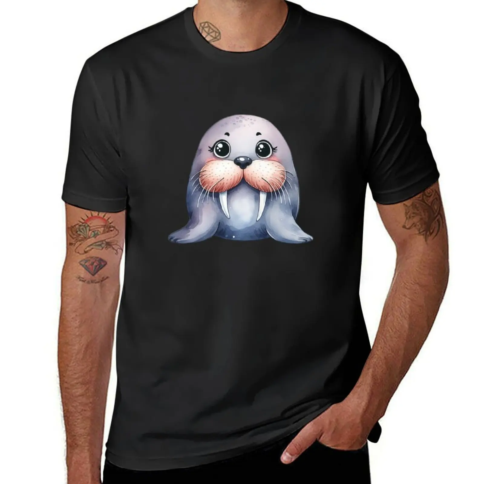 Cutest Walrus Ever , Animal Cliparts, Cute Animals T-Shirt korean fashion vintage clothes T-shirts for men cotton