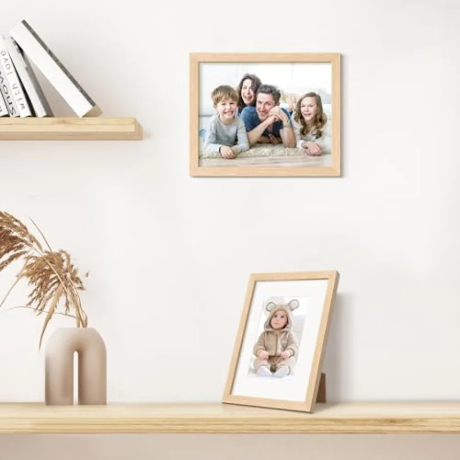 8x10 Picture Frame, Solid Wooden Picture Frames, Display 5x7 with Mat or 8 x 10 Without Mat, Wall or Tabletop, 1 Pack