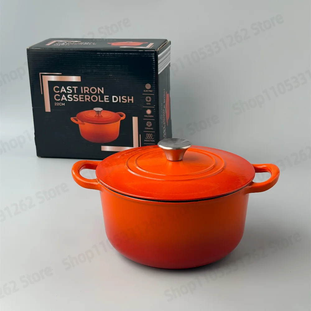 Cast Iron Enamel Rice Pot Home Enamel Multi Function Clay Pot Soup Stew Pot 22cm