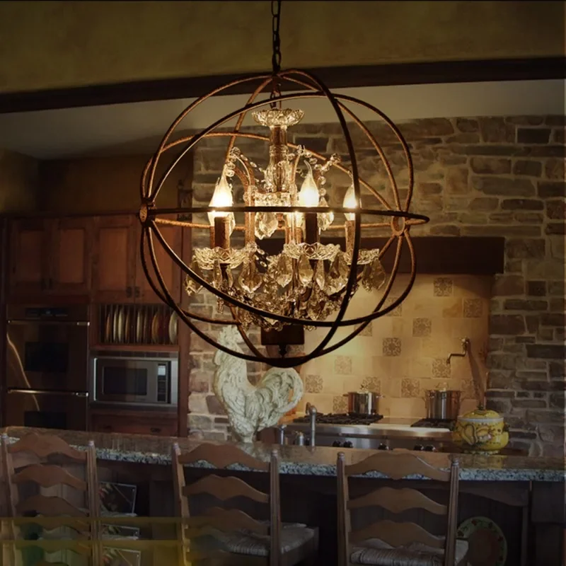 Vintage Rustic Chandelier Mid Century Modern Lighting Loft Retro Black Led Crystal Chandelier Church Restaurant Lighting