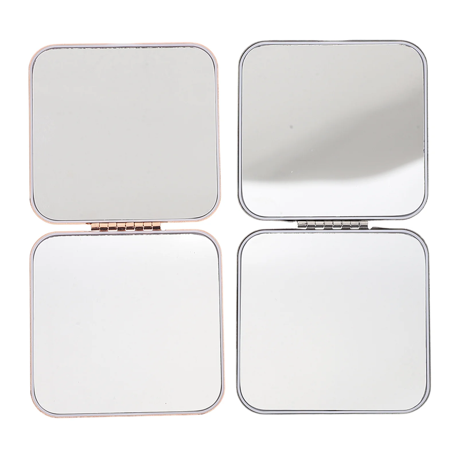 

2Pcs Portable Folding Metal Makeup Mirror for Purse Chrome Rose Gold Dual Color Options Durable Compact Travel Use