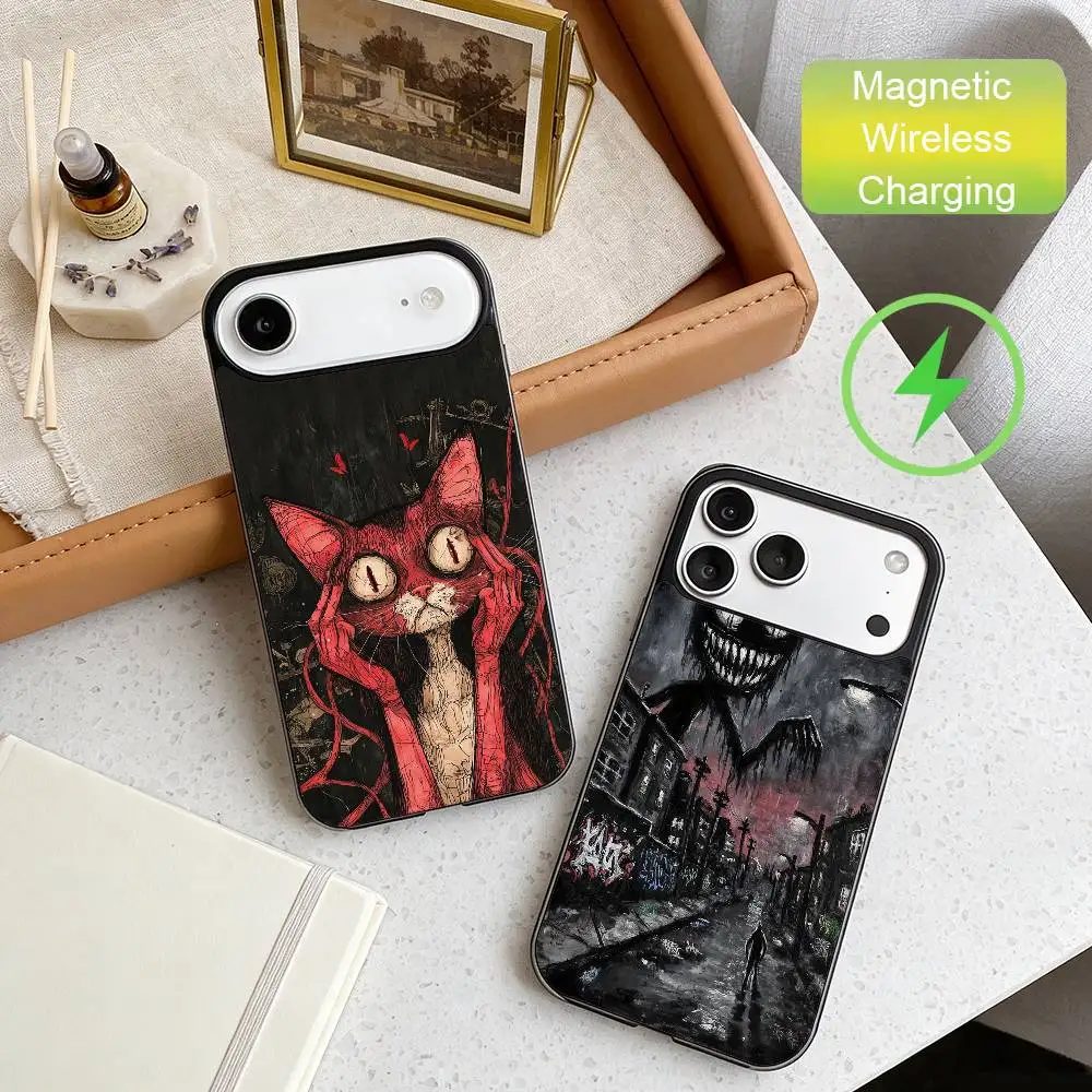 

Dark and grotesque aesthetics Phone Case For iPhone17,16,15,14,13,12,Wireless charging protective case soft cover