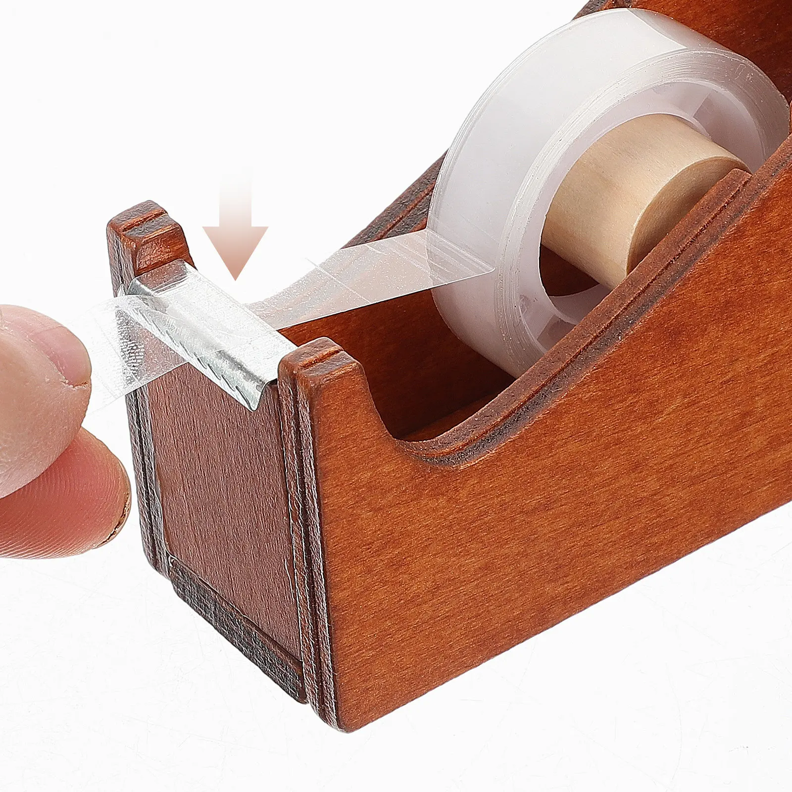 Wooden Animal Tape Dispenser Retro Carved Desktop Tape Cutter Office Workspace Organizer Decor