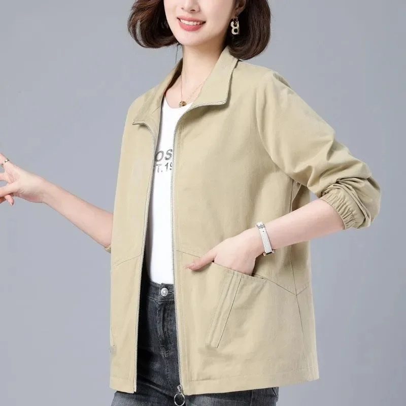 

Jackets Women's Spring Autumn 2024New Coat Middle-Aged Mothers Casual Outcoat Loose Large Size Western-Style Overwear Female Top