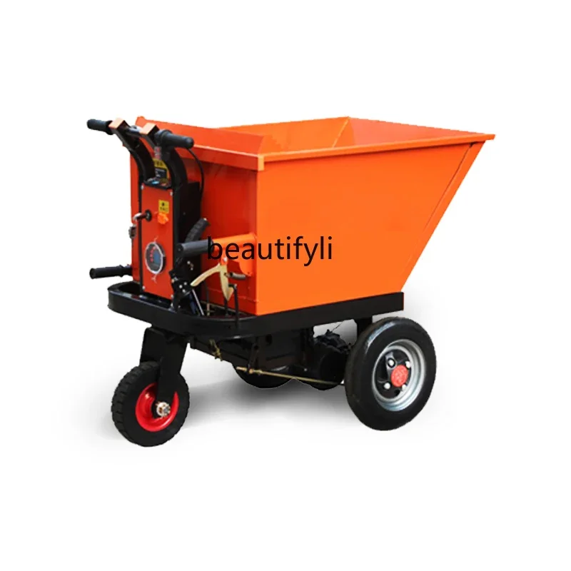 Electric hand push at construction site, tricycle tipping bucket, tool truck handling and pulling manure loading truck