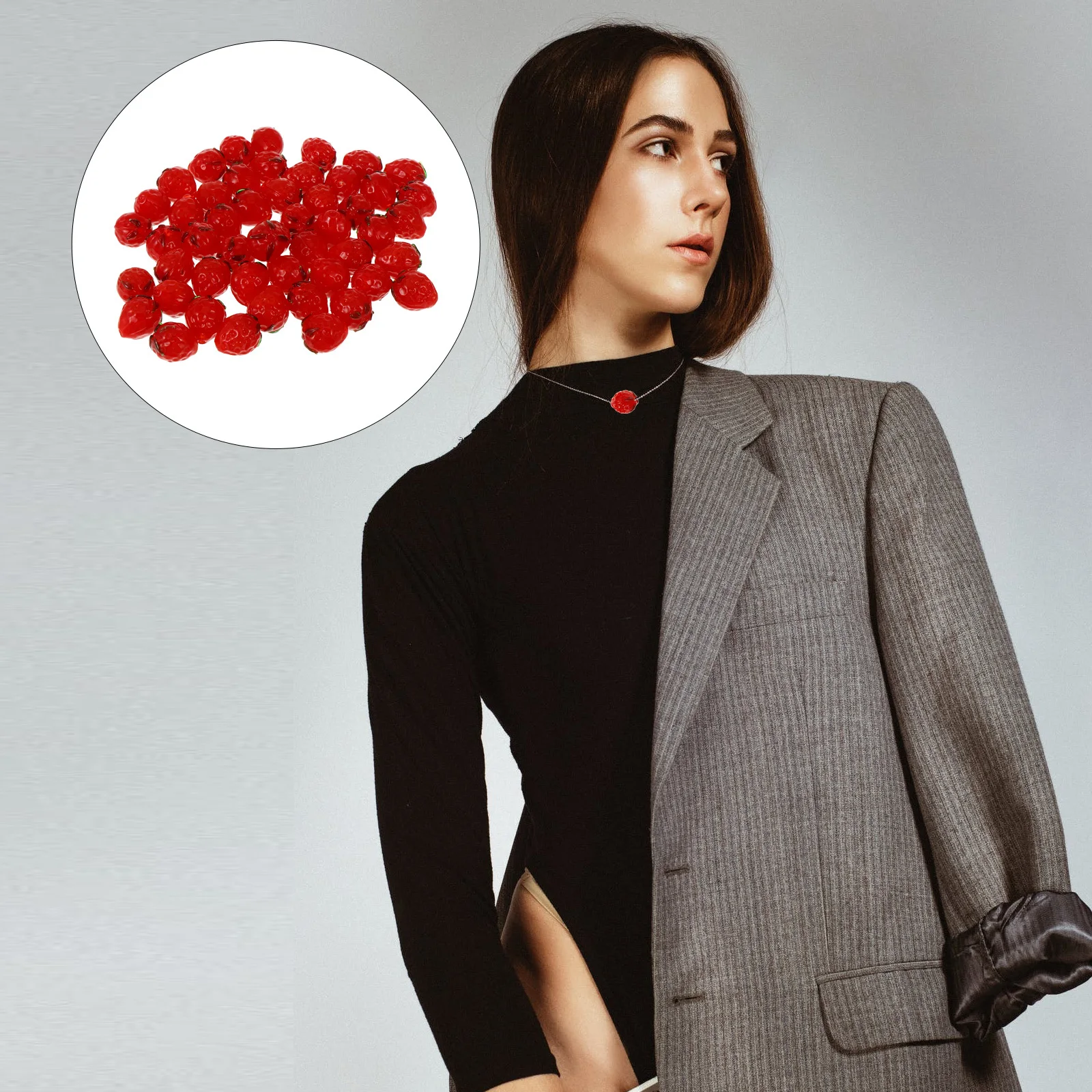 

50Pcs Strawberry Loose Beads Premium Fruit Bead for DIY Bracelets Jewelry Making Charms Craft Accessories Kit Strawberry Bead