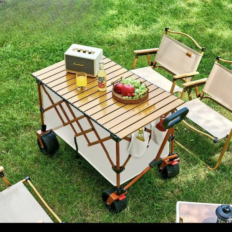 

Camping foldable outdoor trolley, children's folding stall, camper, egg roll table portable