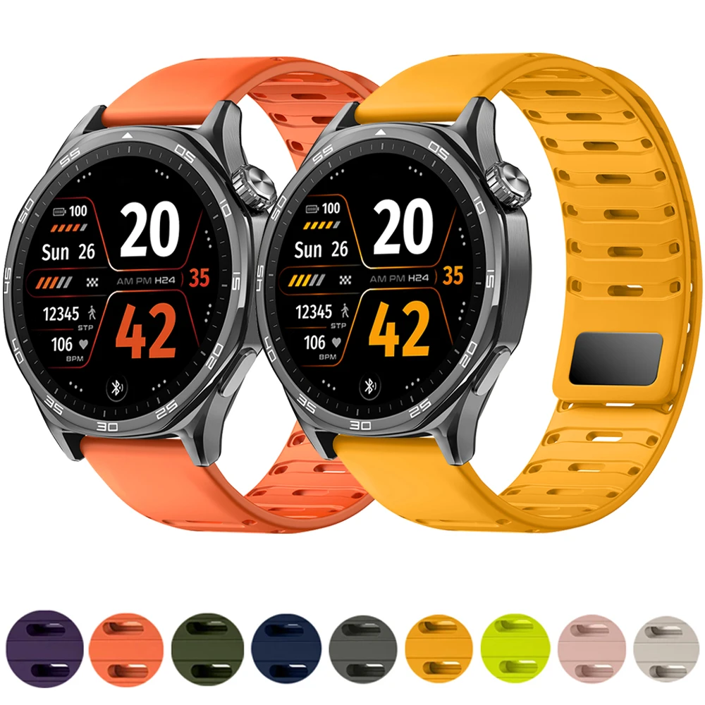 

22mm Silicone Band for Huawei Watch 5/4/Pro/3 GT5 Pro/GT5 GT4 46mm Sports Magnetic Wristband for Amazfit Bip 5-6/Balance 2 Strap