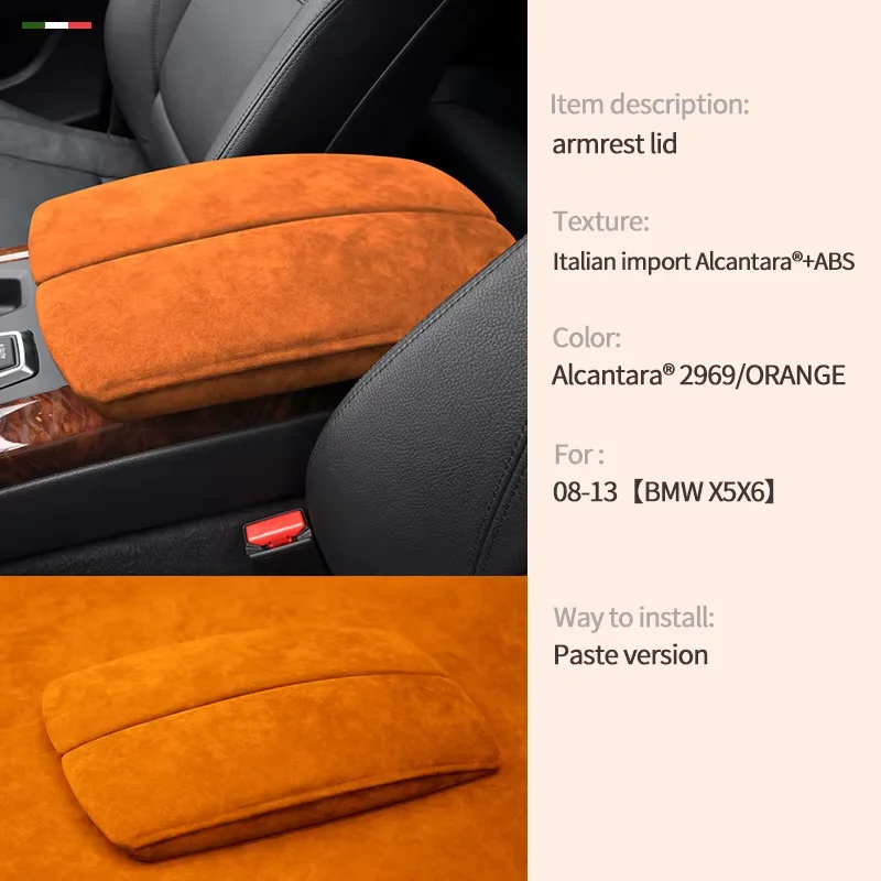 

Car center armrest box cover Alcantara suede For BMW X5 F15 F16 X6 E71 E70 storage box panel cover sticker car accessories