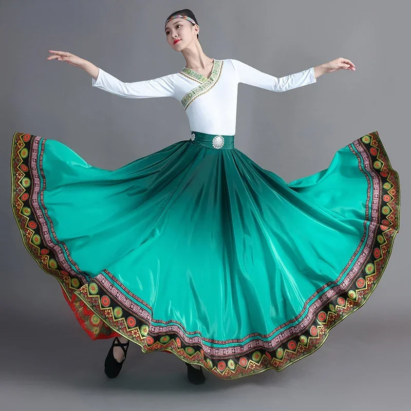 Gonna per Test artistici Costume tradizionale nazionale danza nazionale abbigliamento per pratica tibetana danza mongola Costume da ballo tibetano