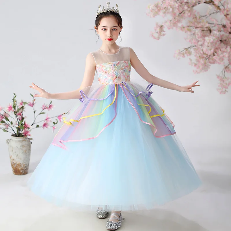 New Girls Dress Little Girl Skirt Western Style Costume Colorful Tulle Tutu Skirt Super Fairy Princess Dress Wholesale