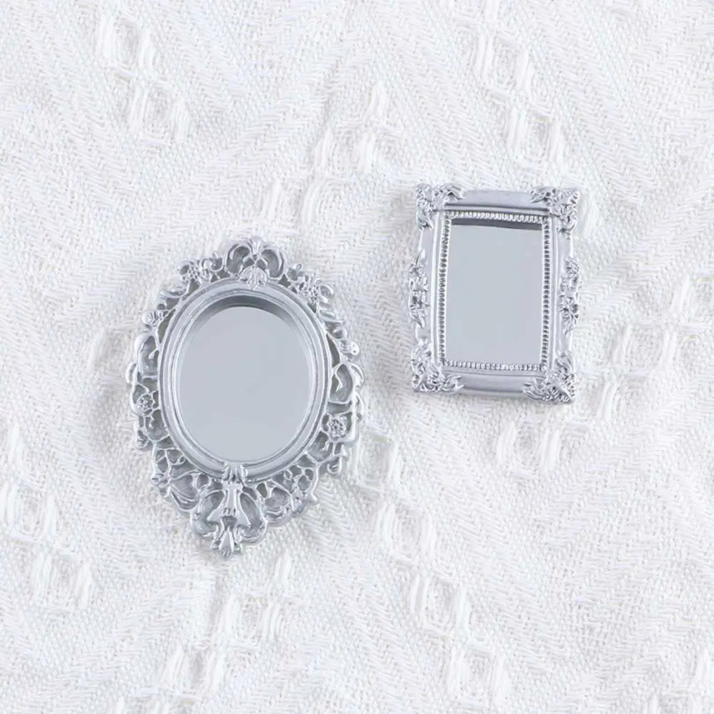 European Frame Baroque Tiny Elegant Mini Miniature Dollhouse Mirror Ornament Furniture