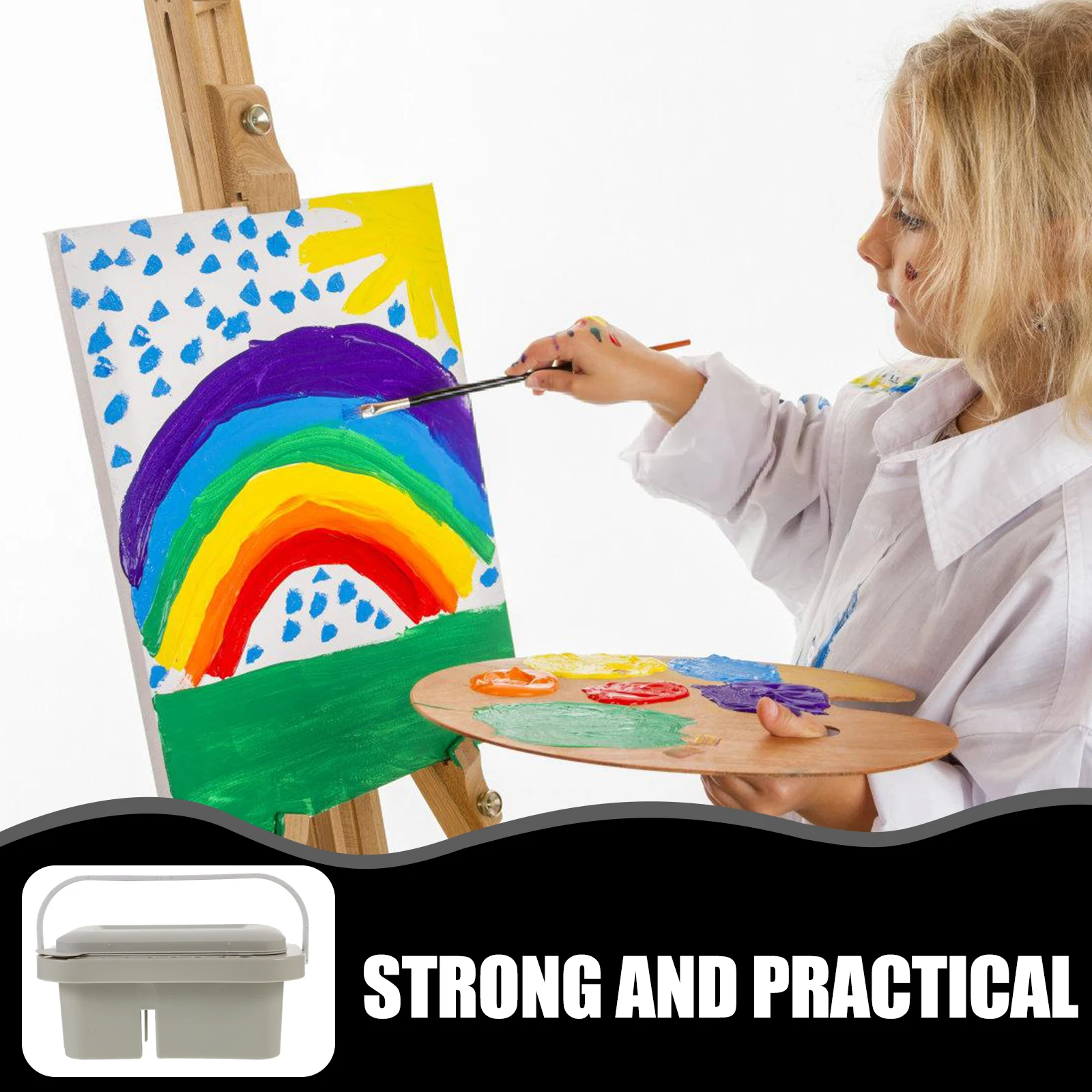 1 Set Plastic Brush Cleaning Bucket Portable Watercolor Acrylic Oil Brush Washer Large Capacity Durable Multifunctional Easy