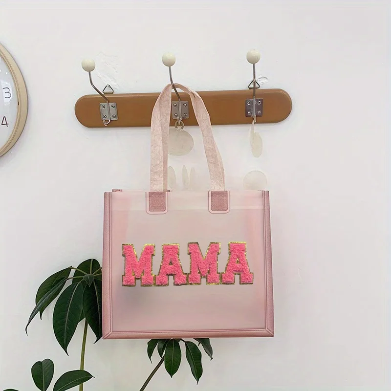 5pcs Shopping Bag Pvc Large Capacity Handbag Mama Letter Bag Shopping Shopping Handbag Mother\'s Day Gift For Mother