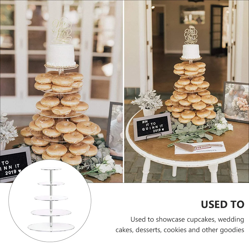

1pc 5-Layer Acrylic Cake Display Stand Transparent Dessert Stand For Wedding Birthday Party Macaron Display Shelf