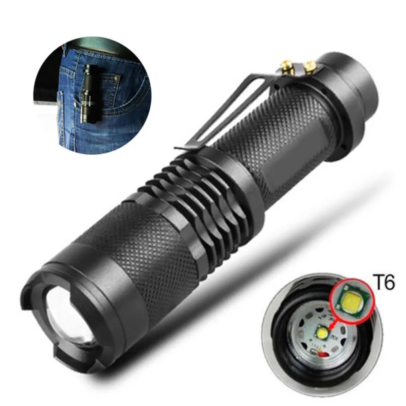 ZK20 8000 Lumens 5 Mode LED Flashlight Zoomable Rechargeable Focus Torch Flash Light Lamp By 1*18650 NO Battery