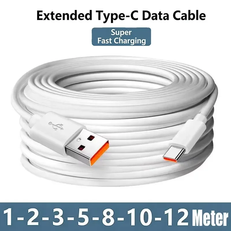 USB Type C Charging Cable 3m 5m 8m 10m 12m Fast Data Cable for Samsung Xiaomi Huawei Android Phones Universal Fast Charging