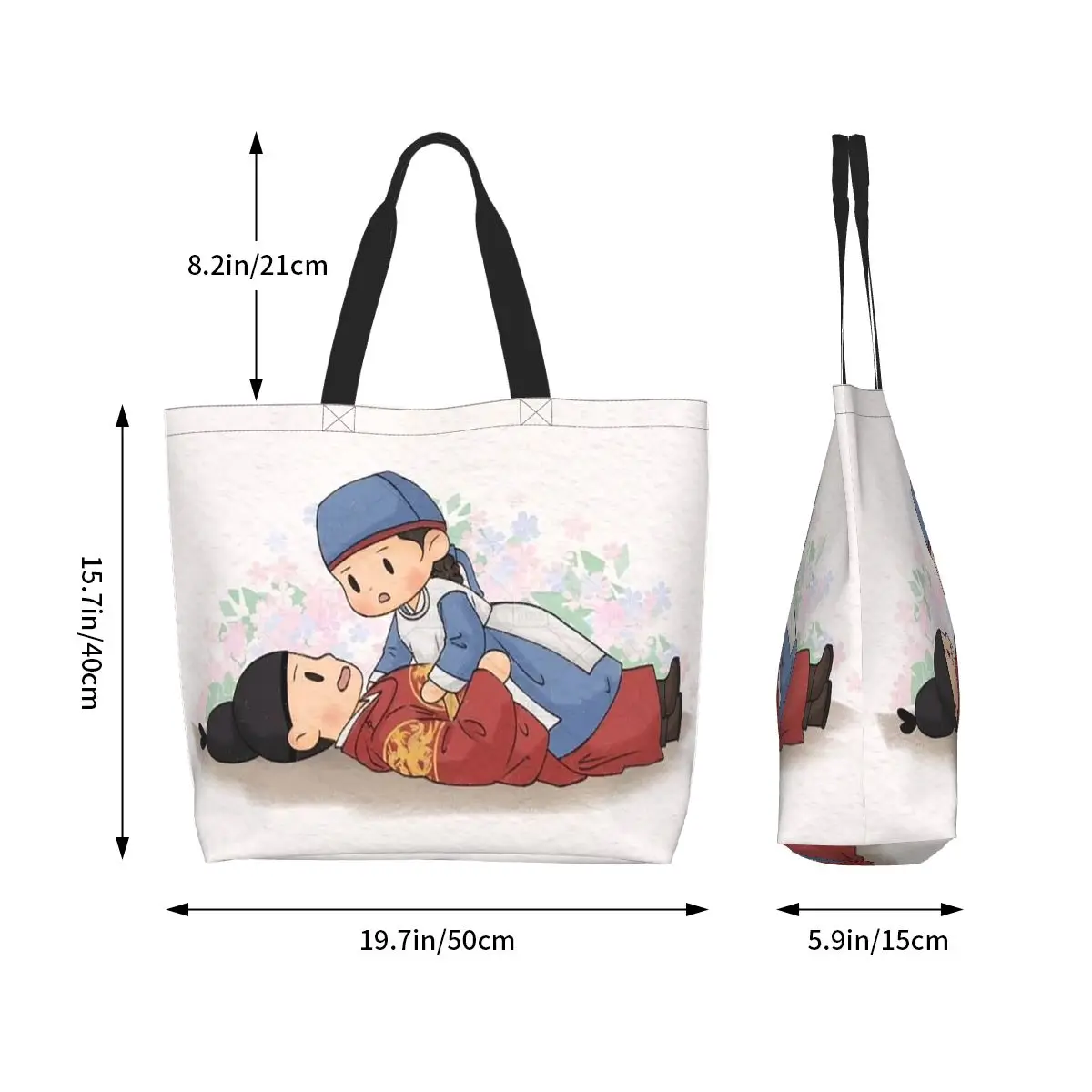 Hot TV Series Love Couple Bon Appetit Your Majesty Shopping Tote Bag Canvas Shoulder Bags Shopper Grocery Handbag for Women