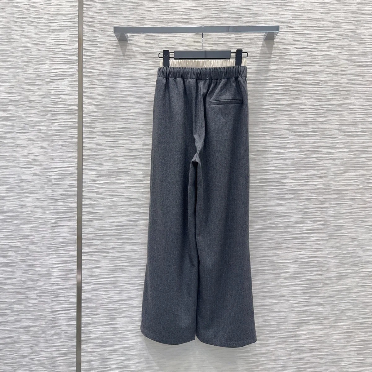 2026 high-quality women's contrasting color waistband elastic wide leg trousers--2691573