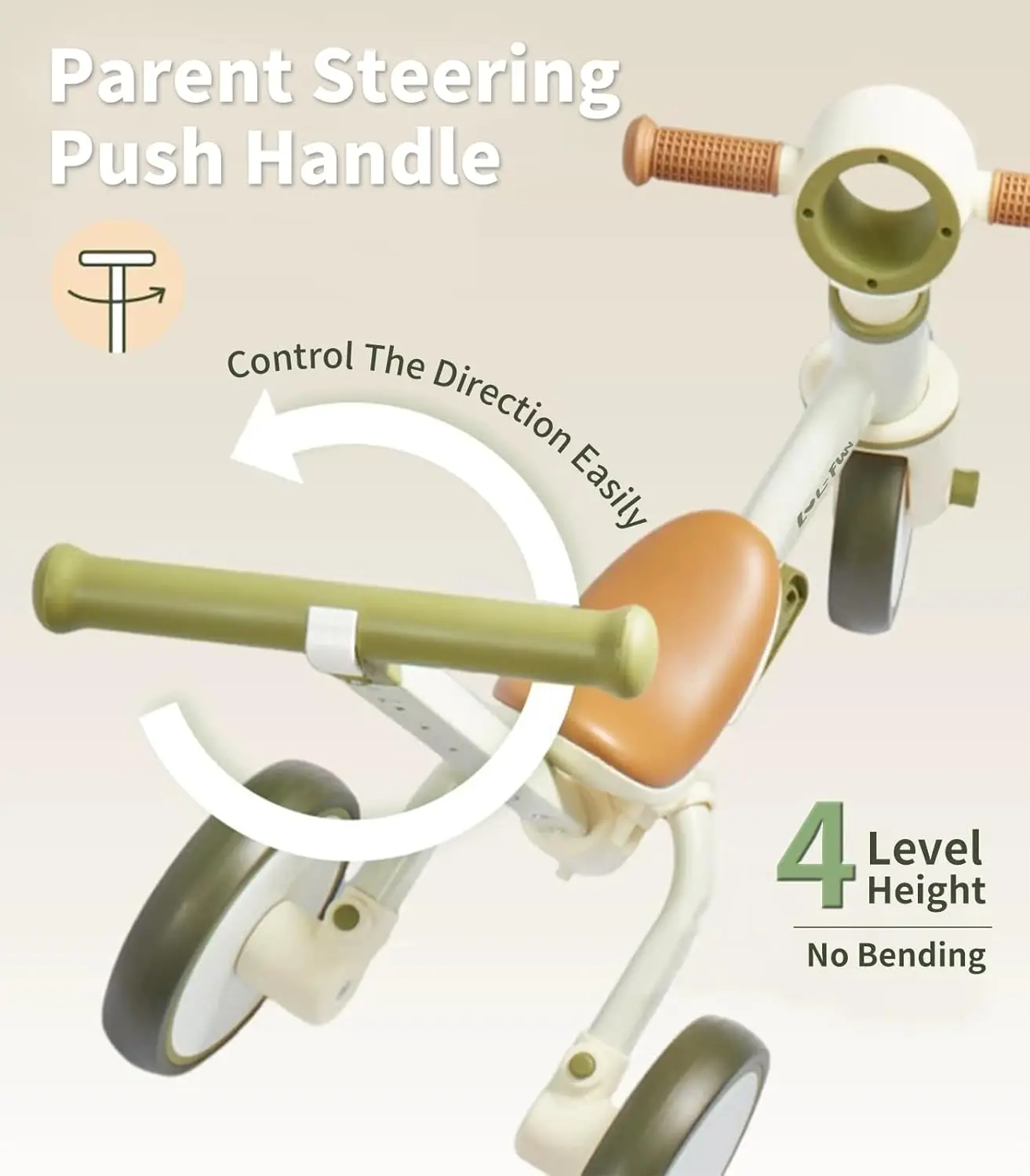 Tricycle for Toddlers 1-3 Baby Balance Bike 1 2 Year Old Boys Girls Ride on Toy with Parent Steering Push Handle & Removable Ped