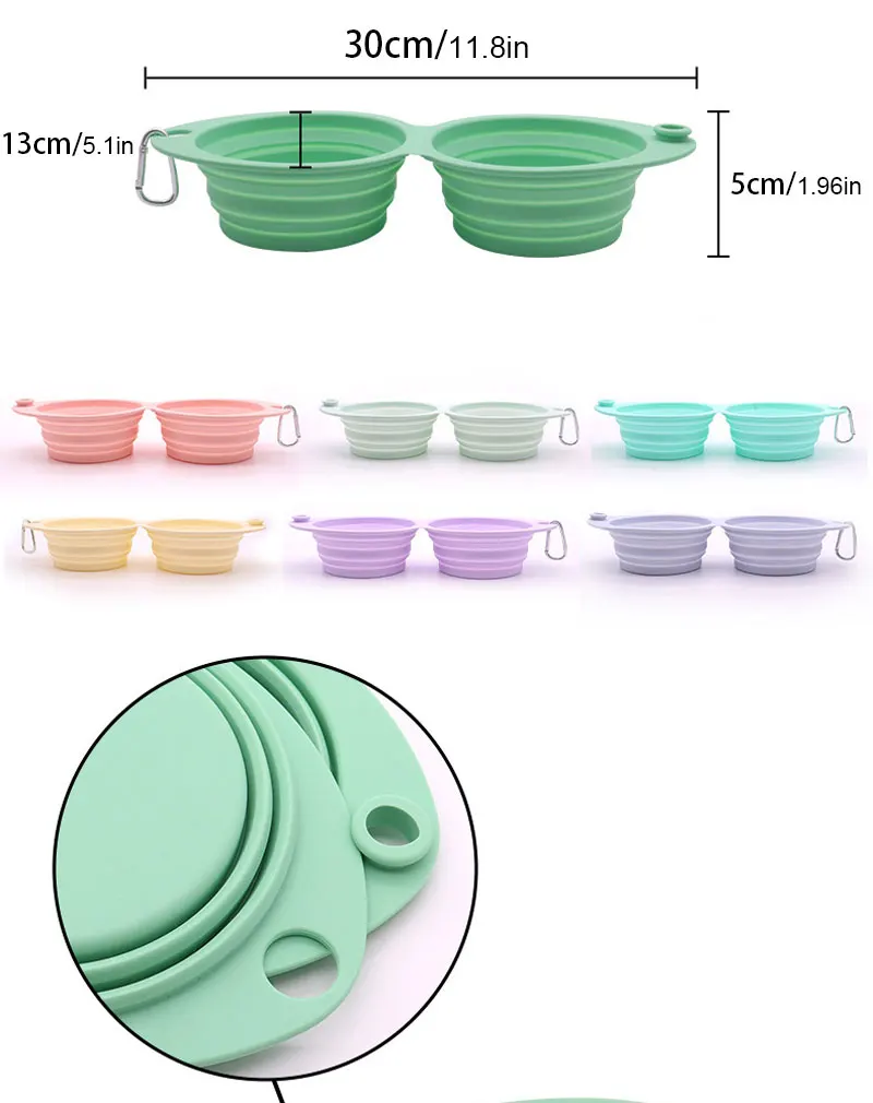 Faltbare Hundenapf-Set aus Silikon: Doppelnapf, Zusammenklappbarer Futter- und Wassernapf für Outdoor und Reisen, Trinknapf für Hunde – Detail 3