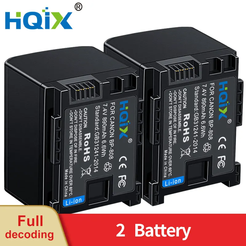 HQIX for Canon LEGRIA HF S10 S21 M300 M32 S200 M31 S100 S20 M41 G10 XA10 Camera BP-808 809 Charger Battery