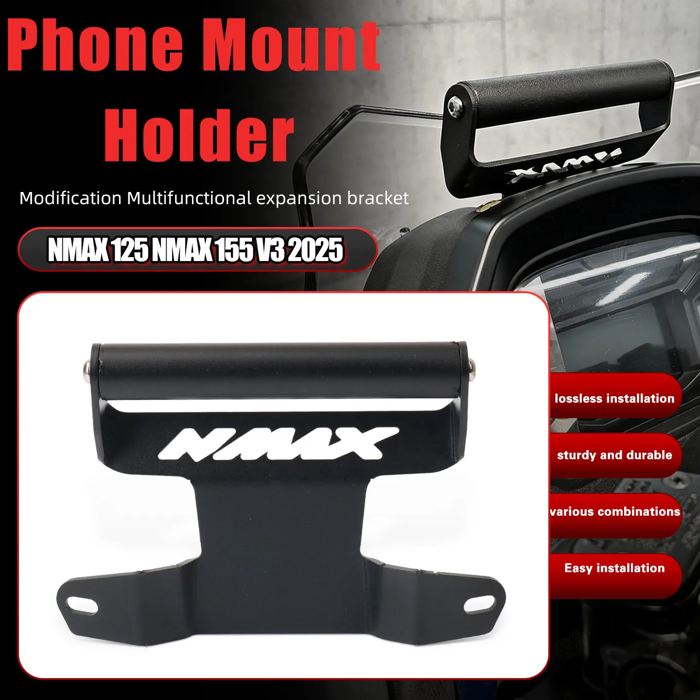 

For NMAX 155 NMAX 125 V3 NMAX155 N-MAX155 N MAX 155 2025 GPS Mount Motorcycle Accessories GPS Navigation Bracket Phone Holder
