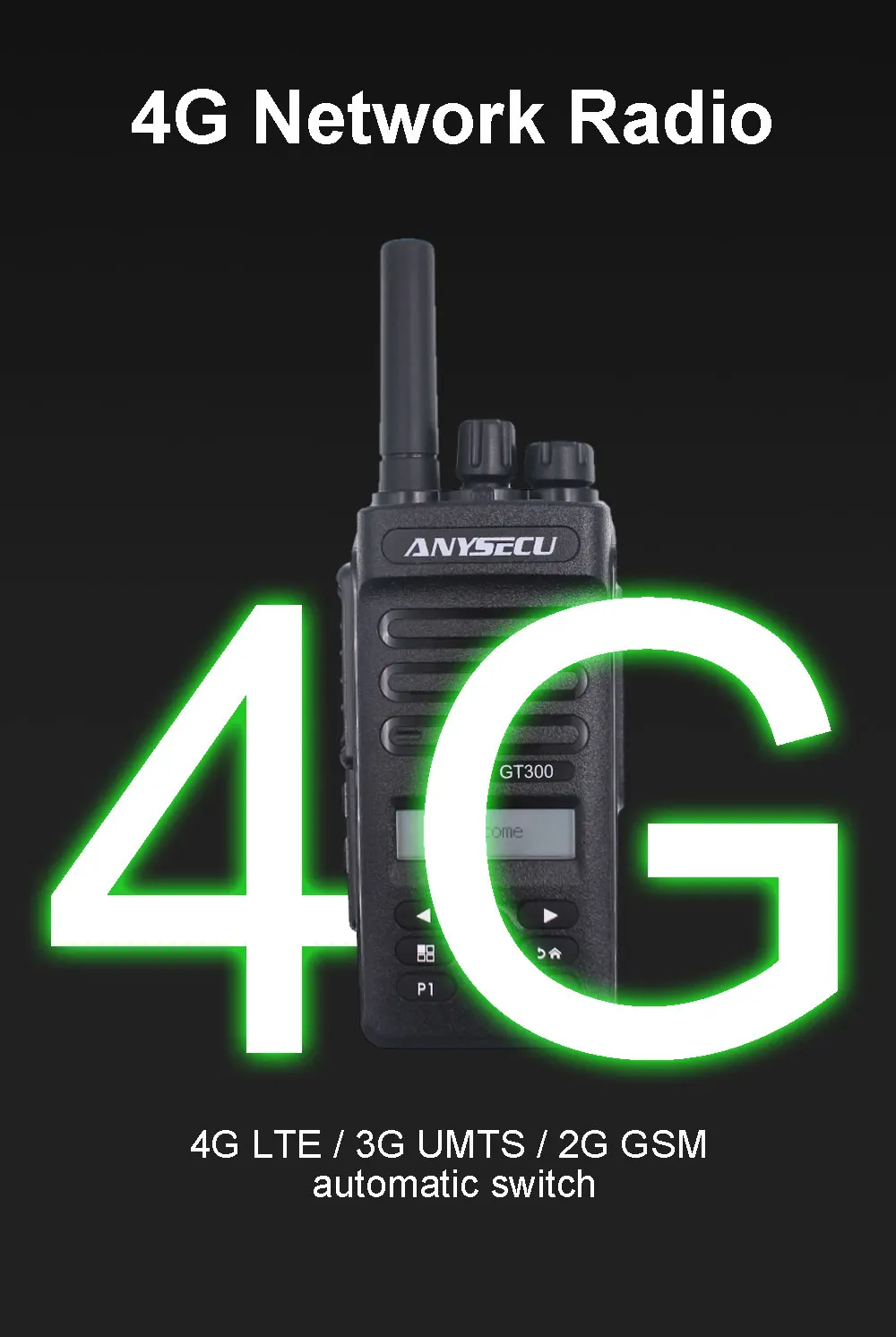 4G  radio REAL  PTT/PTT4U GT300 WCDMA 3G rugged  walkie talkie 5000KM  with SIM Card 4G PTT radio