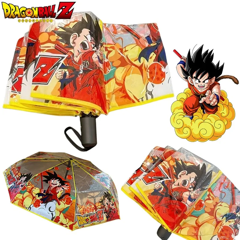 Paraguas transparentes de Dragon Ball de Anime para hombre y mujer, paraguas plegable portátil de dibujos animados, apertura automática o apertura Manual