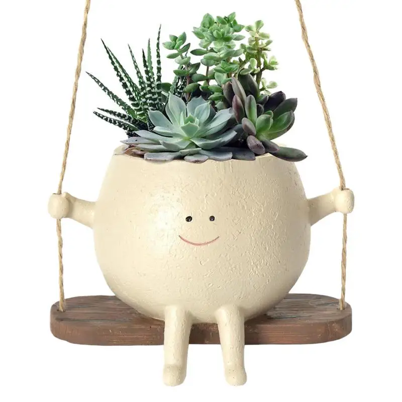 Mini Swing Face Planter Pot Hanging Head Planter For Indoor Outdoor Plant Succulent Pots For String Of Pearls Plant Live