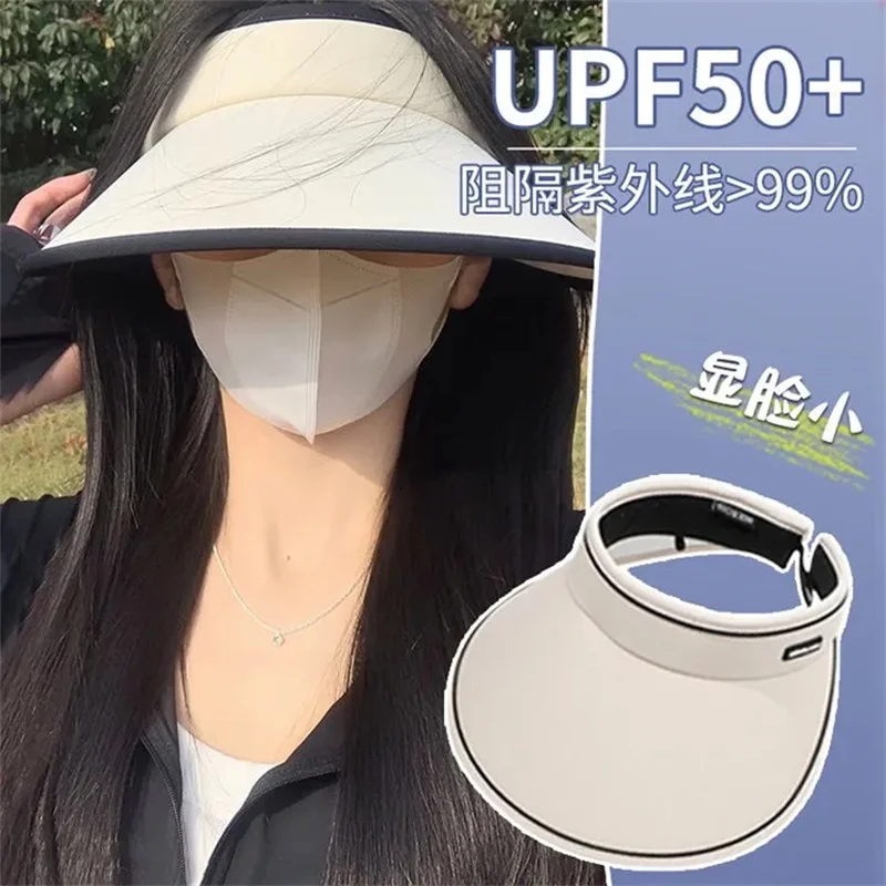 

UPF50+double-layer Sunscreen Hat Women's Ultraviolet Sun Hat Large Brim Professional Summer Big Brim Empty Top Hat Female