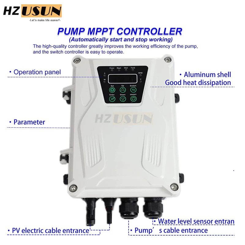 Imagem -05 - Hzusun-célula Solar Self Priming Booster Bomba de Transferência de Água com Controlador Bombas Centrífugas Solares Portáteis de 24 Volts dc