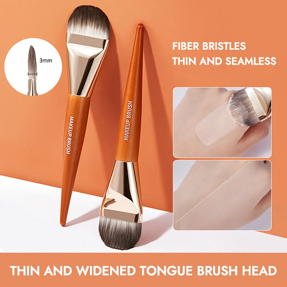 GECOMO Ultra-thin Widened Tongue-shaped Foundation Brush, Flat Head Soft Bristles Do Not Absorb Powder Makeup Brush Beauty Tool