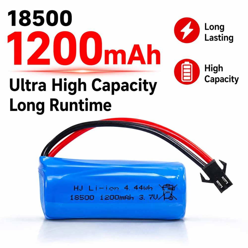 18500 1200mAh 3.7V Rechargeable Lithium Battery 15C SM-2P Plug for RC Car RC Boat Drone FPV RC Aircraft Toys