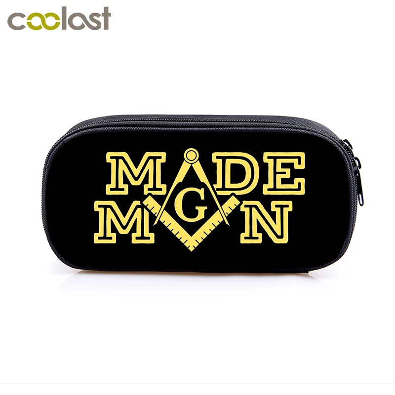 Masonic Square Print Compass Cosmetic Case Pencil Bags Freemason Boys Girls Pencil Box Cute School Case Supplies Gift