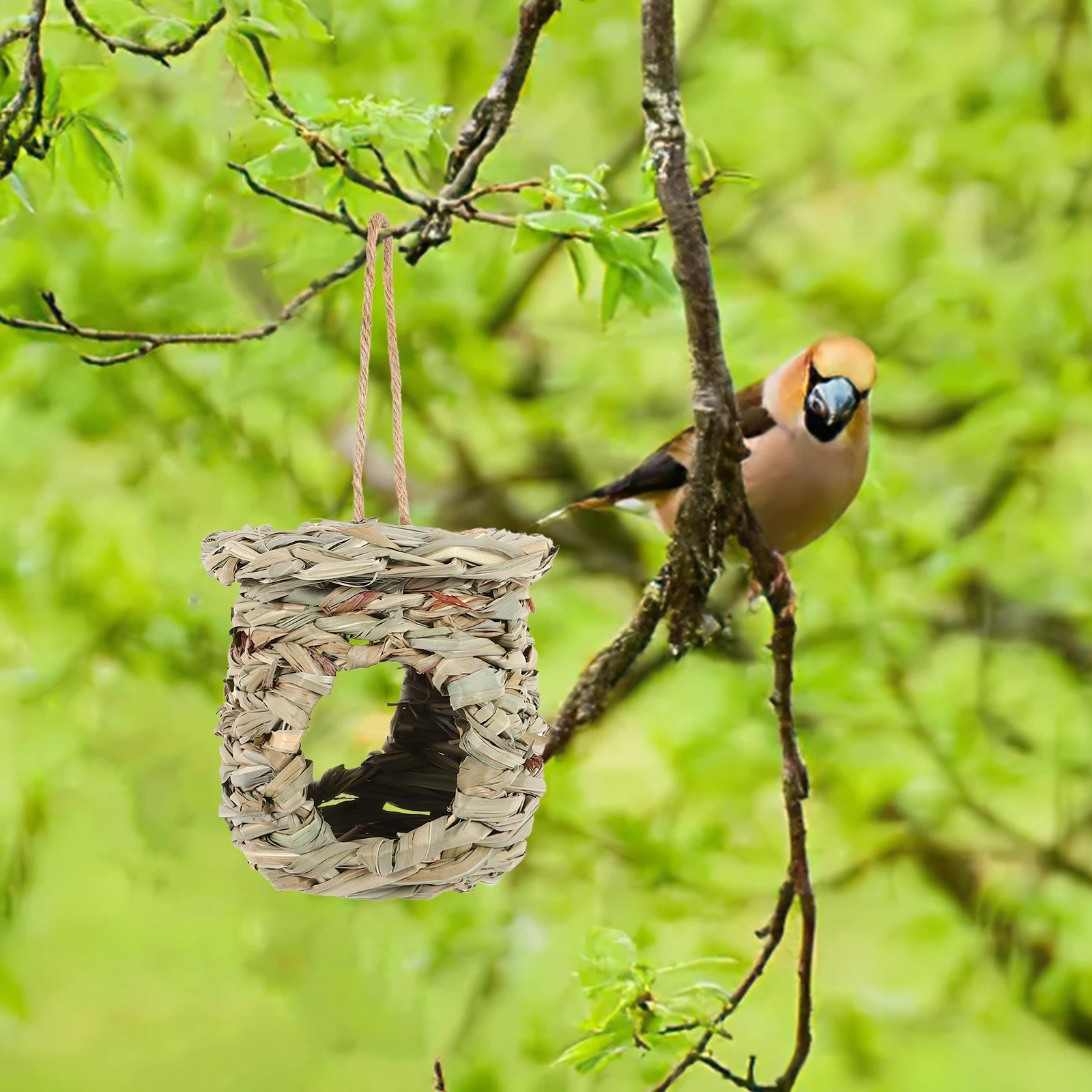 

Natural Grass H woven Bird House Warming Hanging Nest for Outside Garden Straw Breeding Cottages Parakeet Nests Outdoor Nesting