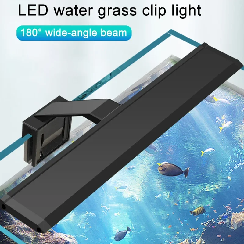 Fish Tank Plants Light LED Aquarium Lights Grow Clip Lamp Aquatic Coral Aquariums Fishbowl Lighting 3 Color Switch 220V 10-55cm