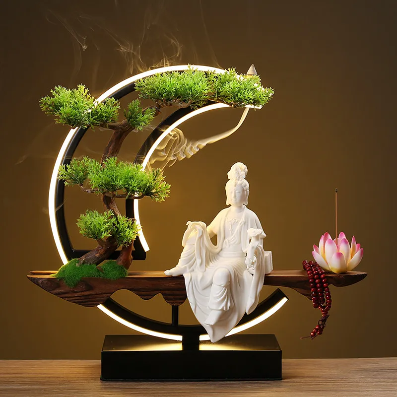 PYH Zen New Chinese-style Guanyin Bodhisattva Statue Home Offering Ornament Ruyi Guanyin Home Decoration