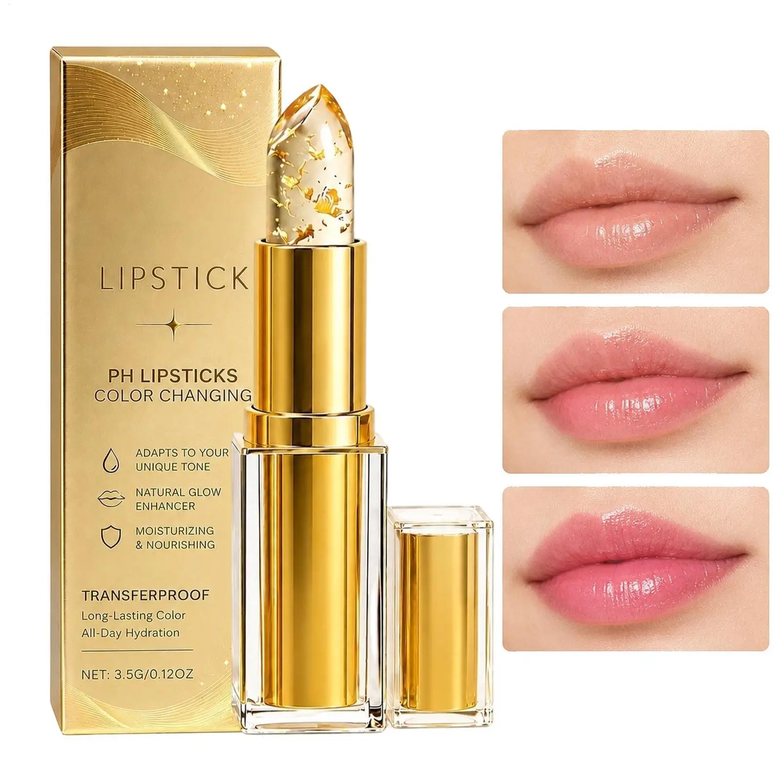 Smudge-proof gold-plated color-changing lipstick Long-lasting moisturizing tinted lipstick Moisturizing Transferproof Lip Gloss
