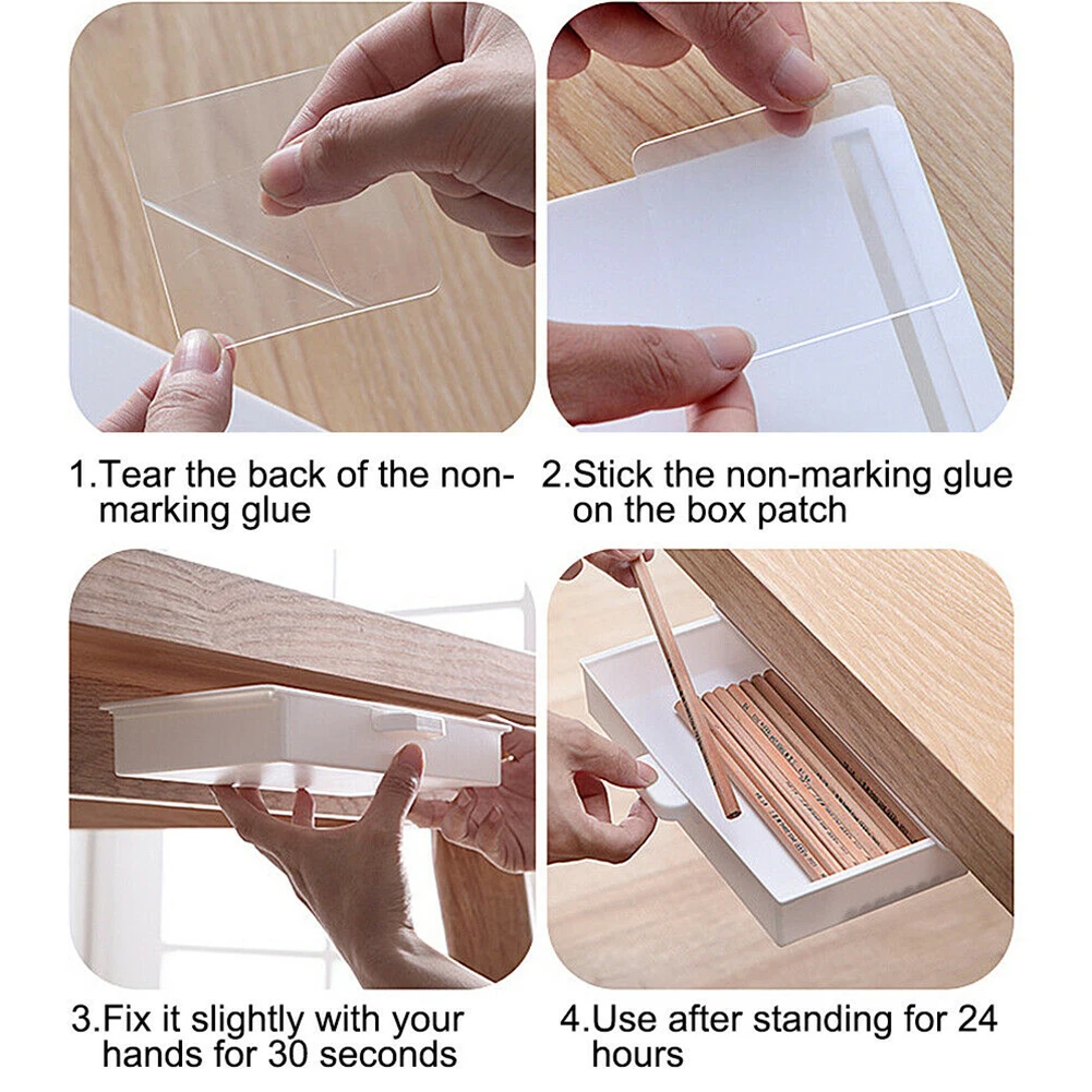 Office Under Desk Drawer Organizer Storage Box SelfAdhesive Under The Table Makeup Stationery Holder Storage Drawer Organizer