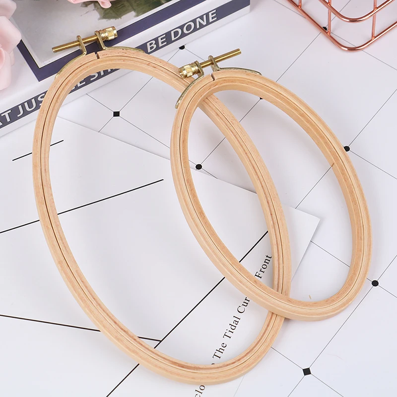 Wooden Bamboo Embroidery Frame Oval Embroidery Hoop Ring Cross Stitch Machine DIY Needlecraft Household Sewing Tool