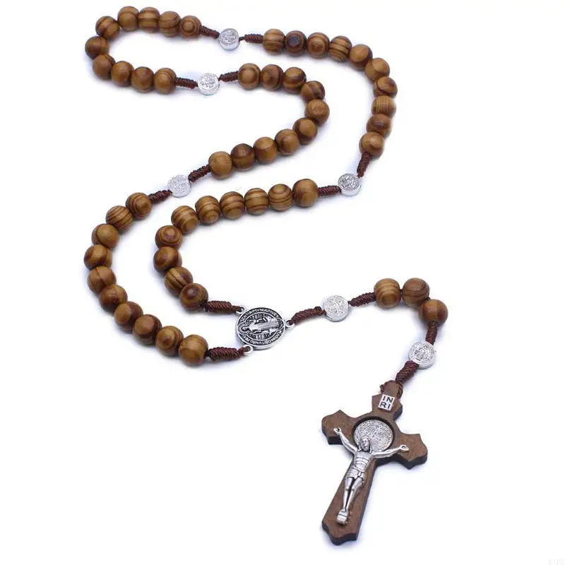 E1PC Rosary for Cross Necklace Holy Religion Praying Jewelry Charm Ornament for Christmas Party Guest Supplies