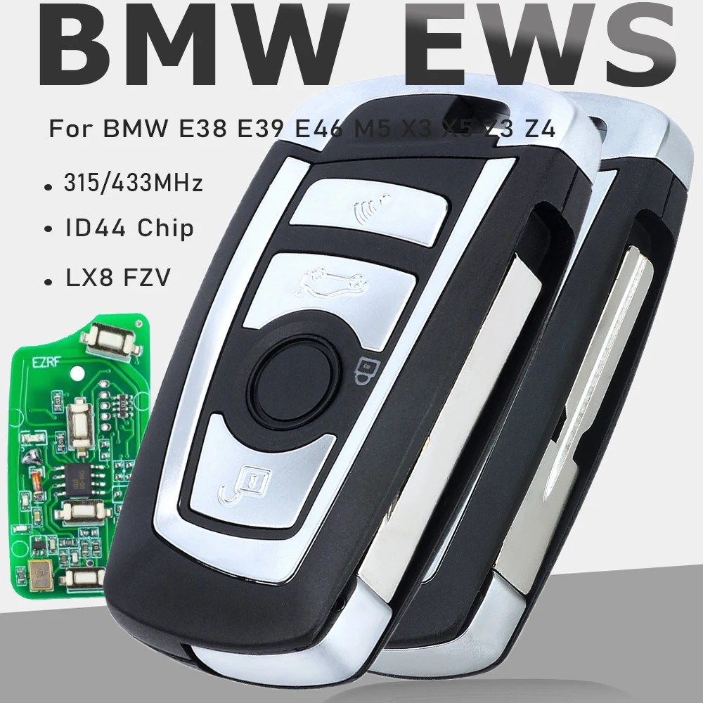KEYECU LX8 FZV EWS Modified Flip Remote Key 315MHz/433MHz PCF7935AA ID44 Chip for BMW E38 E39 E46 M5 X3 X5 Z3 Z4 HU58 / HU92