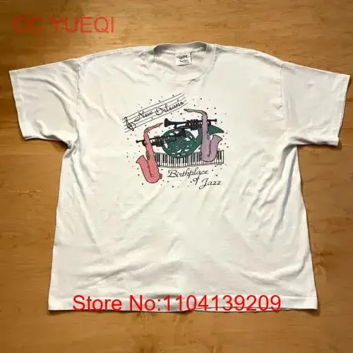 Vintage 1980's New Orleans Birthplace of Jazz Music White 2XL T Shirt long or short sleeves