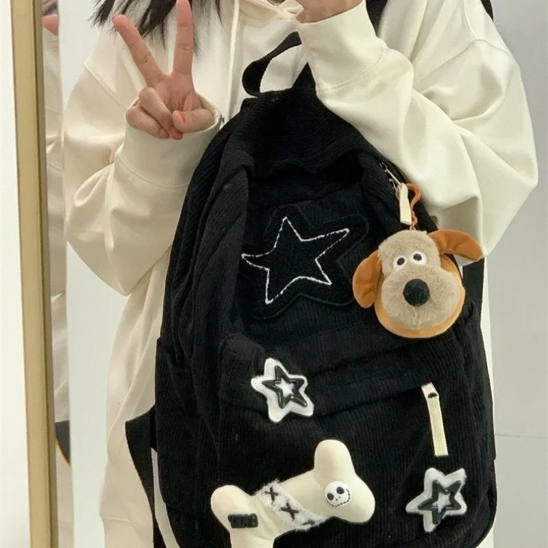 Lässig kawaii Stern Knochen Cord Rucksack adrette Stil große Kapazität Handtasche Mode Schule Reise rucksack