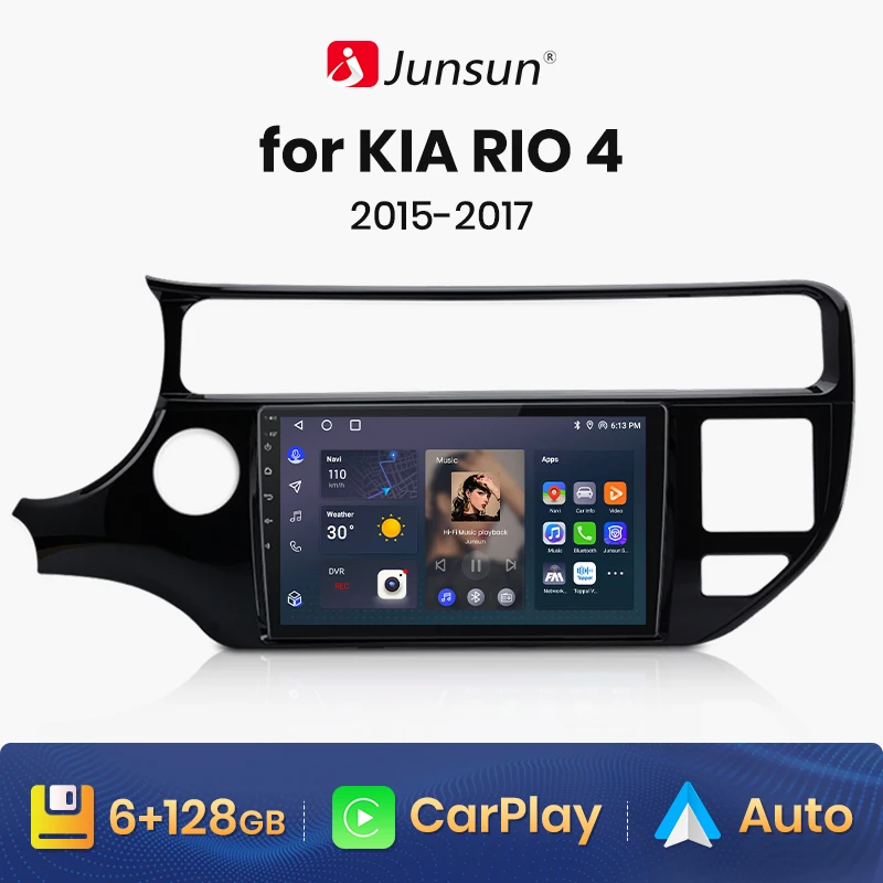 

Junsun V1 AI Voice Wireless CarPlay Android Auto Radio for KIA RIO 4 K3 2015 - 2017 4G Car Multimedia GPS 2din autoradio