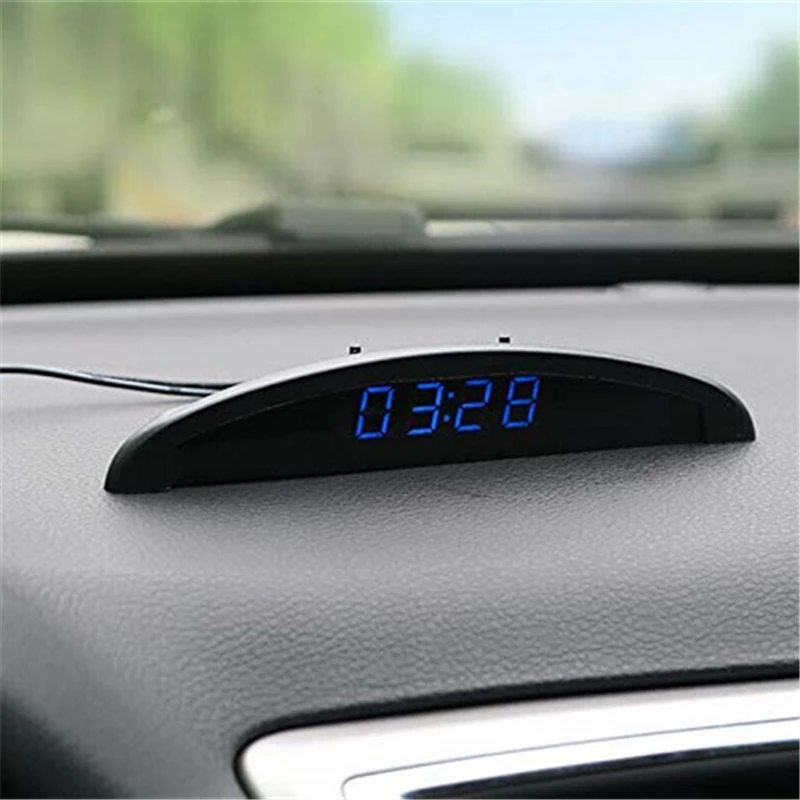 LED Car Clock 24-Hour Thermometer Car Inside Outside Temperature Meter Digital Battery Voltage Monitor DC 8~28V Voltmeter